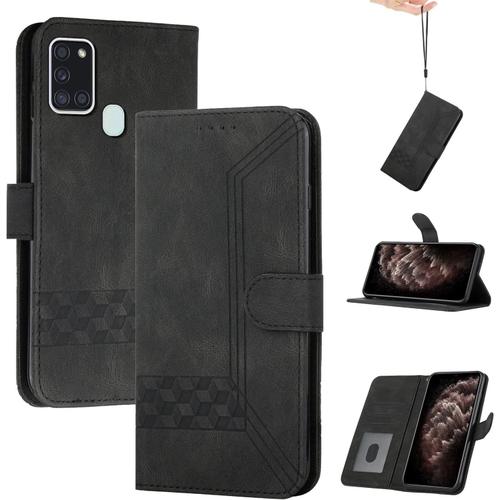 Coque En Cuir Pour Huawei Y6p 2020/Honor 9a, Étui Portefeuille Avec Fonction De Protection Magnétique Et Porte-Cartes, Noir