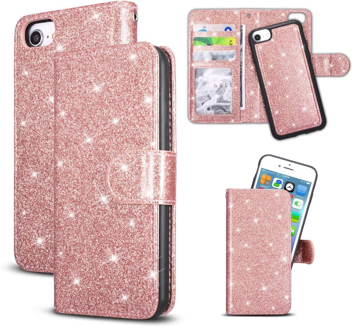 Coque En Cuir Pour Iphone 6/6s Plus Avec Porte-Cartes Et Poche Magnétique - Or Rose