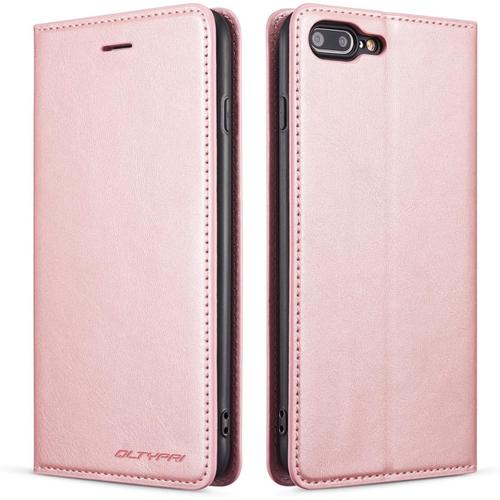 Coque Iphone 6/6s En Cuir Pu Premium Avec Fermeture Magnétique Et Fonction Portefeuille - Or Rose