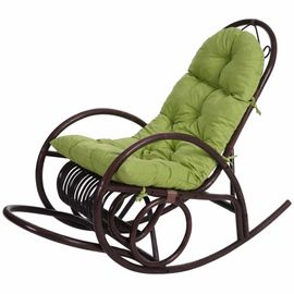 Fauteuil À Bascule Hwc-C40, Fauteuil Pivotant, Fauteuil En Rotin, Marron   Rembourrage Vert