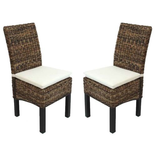 Lot De 2 Chaises M69, Banane Tressée   Pieds Foncés, Avec Coussins