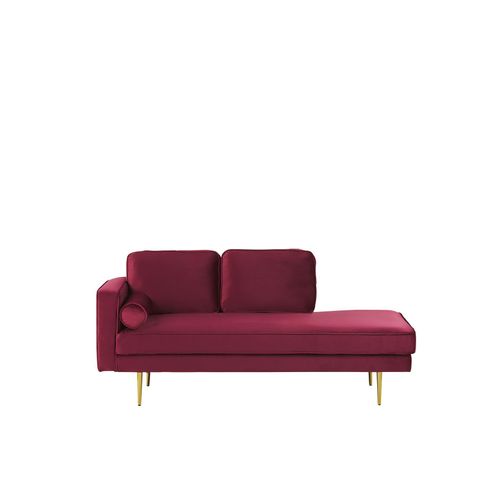 Chaise Longue En Velours Rouge Foncé Côté Gauche Miramas