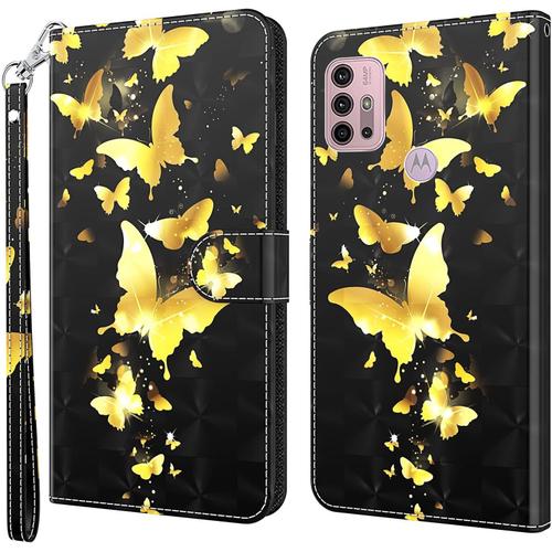 Housse En Cuir Magnétique Pour Motorola Moto G10/ G20/ G30, Étui De Protection Porte-Cartes Avec Rabat Papillon.