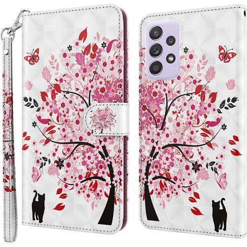 Étui En Cuir Porte-Feuille Pour Samsung Galaxy A04s/A13/M13 5g/4g - Coque Magnétique À Rabat Avec Porte-Cartes Et Motif Arbre