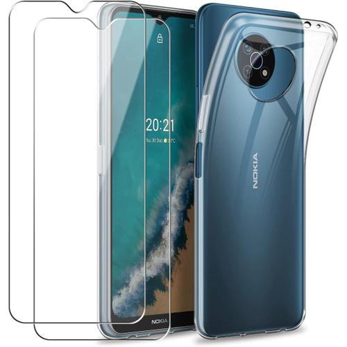 Coque Souple Tpu Transparente Avec Protecteurs D'écran En Verre Trempé Pour Nokia G50 5g (6,82 Pouces)