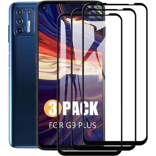 Verre Trempé Pour Moto G9 Plus Verre Trempé Moto G9 Plus Protection Écran 3 Pièces , Ouverture Précise, Couverture 3d Plein Éc