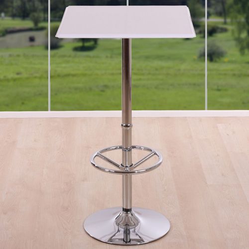 Table De Bar / Table Haute Chicago, Avec Repose-Pied, 63x63x110cm   Blanc