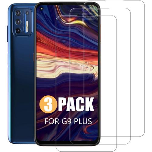 Verre Trempé Pour Moto G9 Plus Verre Trempé Moto G9 Plus Protection Écran 3 Pièces , Ouverture Précise, Bord Incurvé 2,5d, Dur