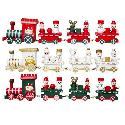 Xm Mini Train De Noël En Bois Décor Modèle De Véhicule Jouet De Nouvel An Cadeaux Pour Enfants