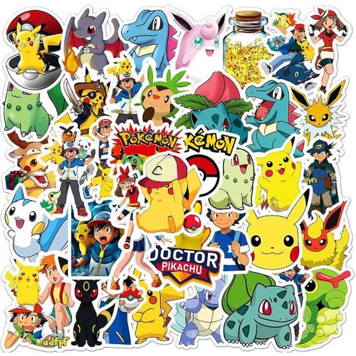 Lot De 50 Autocollants Stickers - Les Pokémon Pikachu (Réf 5)