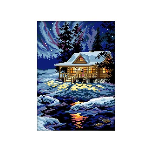 XM Kits de point de croix estampillé Motif pré-imprimé précis de couture croisée-la nuit de l'arctique 11CT 10.6 pouces X 15 pouces Framel