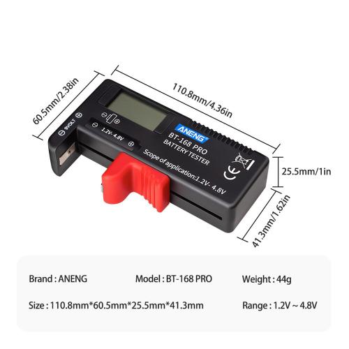 Xm Testeur De Batterie Numérique Aneng Bt-168 Pro 1.2 V-4.8 V Aaa Aa Vérificateur De Pile Bouton Pour La Décoration De Test De Batterie Domestique