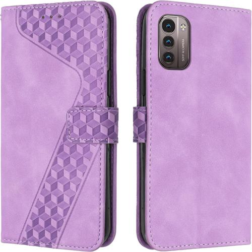 Étui Portefeuille Antichoc En Cuir Pu Et Tpu Pour Nokia G11 6,5 Pouces Avec Fentes Pour Cartes Et Béquille - Coloris Violet