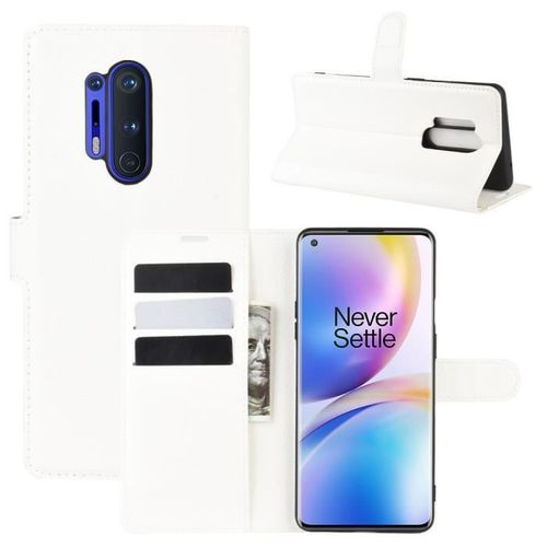 Xm Pour Pour Oneplus 8 Pro Housse Protection Antichocs Pu Cuir Avec Support Et Fentes Pour Cartes -Blanc