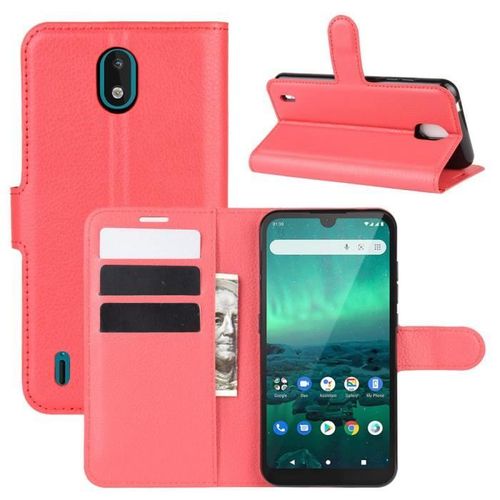 Xm Pour Pour Nokia 1.3 Housse Protection Antichocs Pu Cuir Avec Support Et Fentes Pour Cartes -Rouge