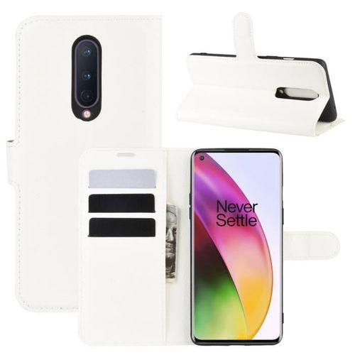 Xm Pour Pour Oneplus 8 Housse Protection Antichocs Pu Cuir Avec Support Et Fentes Pour Cartes -Blanc