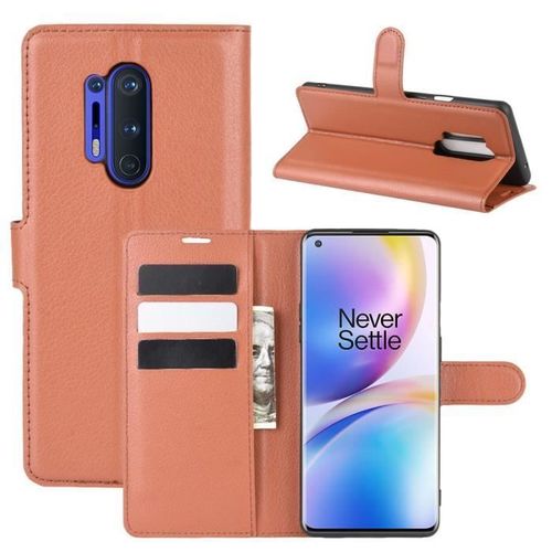 Xm Pour Pour Oneplus 8 Pro Housse Protection Antichocs Pu Cuir Avec Support Et Fentes Pour Cartes -Marron
