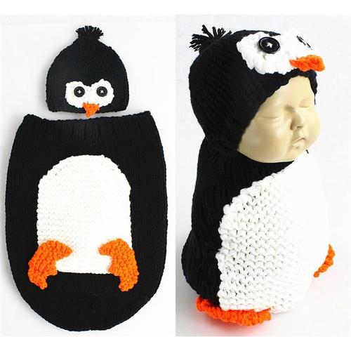 Yy Accessoires De Photographie Pour Nouveau-Nés Ensemble De Vêtements De Style Pingouin Tricoté À La Main Costume De Photographie Au Crochet Costume Pour Enfants