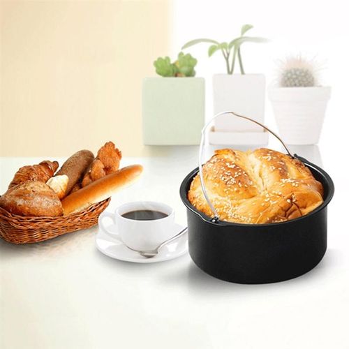 YY 1 ensemble gâteau panier Pizza plaque plateau Air friteuse accessoires outils de cuisson Gadgets de cuisine pour gâteau Pizza Dessert (noir 6 pouces)