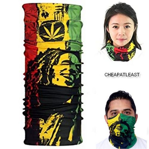 Masque Tour De Cou Bob Marley Jamaïque Cagoule - Bandeau Tube Élastique Multi-Usage 50x25 Cm - 100% Microfibre - Bandana Headband Rasta Reagge