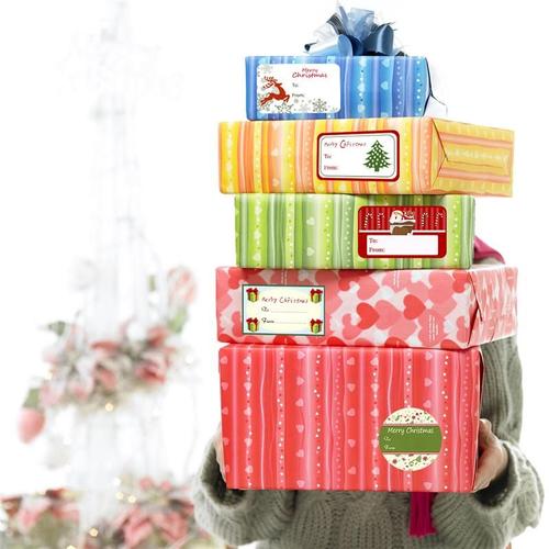 Yy Étiquettes Autocollantes De Cadeau De Noël Autocollants Décoratifs De Père-Neige Homme Arbre De Noël Festival De Cerf De Vacances Étiquettes Cadeaux