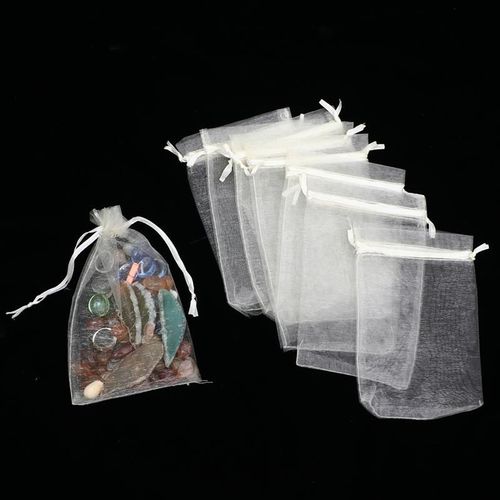 Yy 100 Pièces Cordon Organza Fil Cadeau Sacs Sacs D'emballage Bonbons Poches Mariage Bonbons Sacs Sacs De Rangement (Beige)