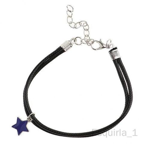 Esquirla Bracelet En Cuir Pu Pour Hommes Et Femmes, 3 Cordes Tressées, Avec Breloques Étoiles, Bleu 18cm