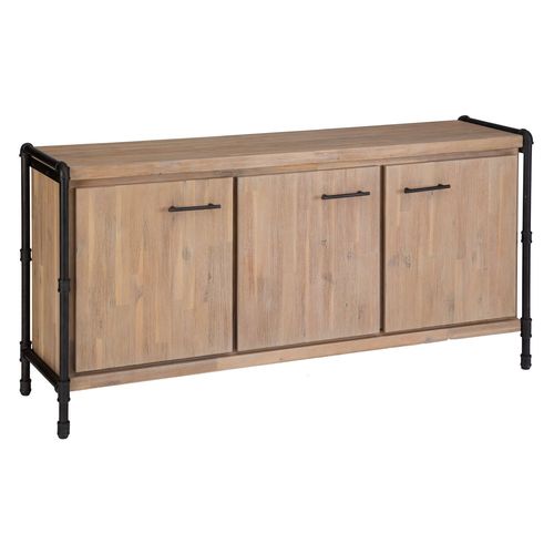Buffet Design Bois Et Métal Industriel Siam - L. 160 X H. 80 Cm - Noir