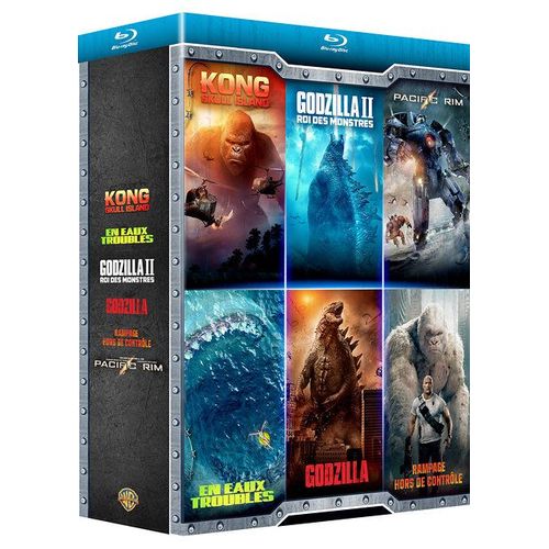 Coffret : Godzilla + Godzilla : Roi Des Monstres +  Kong : Skull Island + Rampage - Hors De Contrôle + En Eaux Troubles + Pacific Rim - Pack - Blu-Ray