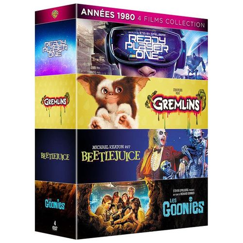 Années 1980 - 4 Films Collection : Les Goonies + Gremlins + Beetlejuice + Ready Player One - Pack