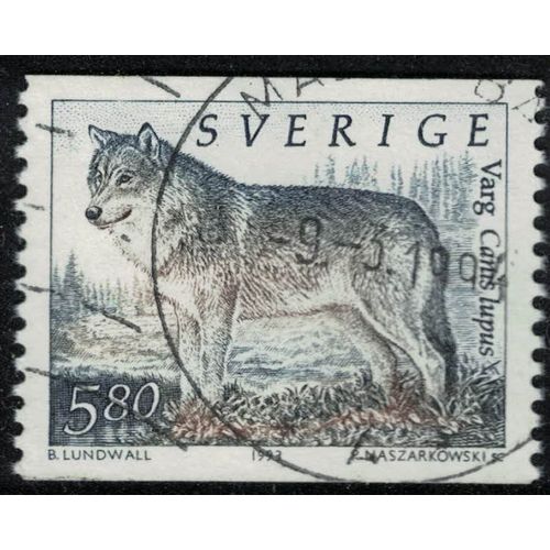 Suède 1993 Oblitéré Used Animaux Canis Lupus Loup Su