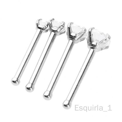 5x4 Pièces En Acier Inoxydable Zircon Cristal Barre Droite Nez Piercing 20g Calibre 20