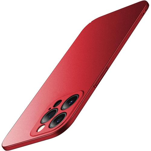 Coque Ultra Fine 0,3 Mm Iphone 15, Matte Finition Housse Complète D'objectif Caméra, Étui Ultra Slim Anti-Rayures, Rouge