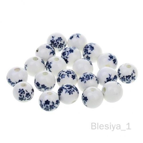 Blesiya 3x20 Pièces Fleur En Céramique Porcelaine Perles Entretoises En Vrac Breloques Résultats Bleu Foncé