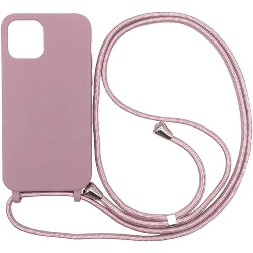 Coque Iphone 12 Mini 5.4 "" Avec Cordon De Collier, Étui Silicone Tpu Antichoc Réglable, Housse Téléphone Lanyard Case Cover Or Rose