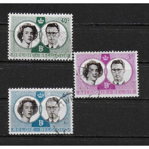 Belgique 1960 : Mariage Royal : Reine Dona Fabiola Et Roi Baudouin 1er - Série Entière De 3 Timbres Oblitérés