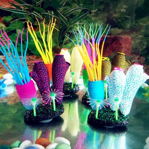 Xm Aquarium À Poissons Artificiel Aquarium De Mer Souple Anemone Châtain Silicone Fluorescent Aquarium Ornemental De Famille Décor