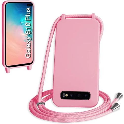 Coque Collier Antichoc Réglable Pour Samsung Galaxy S10 Plus 6.4 , Rose