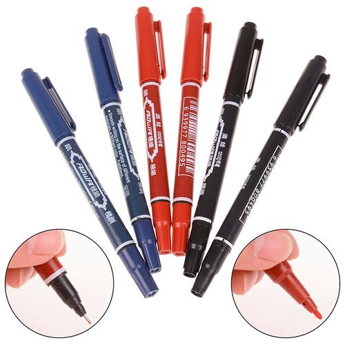 Xm 2 Pièces Noir/Rouge/Bleu Tatouage Marqueur Stylo Permanent Maquillage Sourcil Microblading Mince Scribe Outil En Option Piercing Marqueur Position 