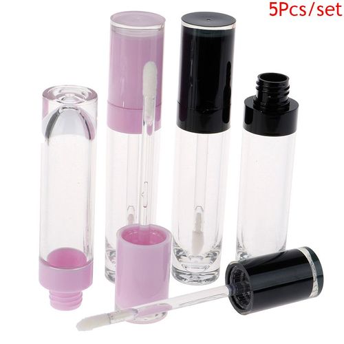 Xm 5 Pièces Abs Brillant À Lèvres Tube Vide En Plastique Baume À Lèvres Tubes Avec Bouchon Blanc Cylindre Petit Rouge À Lèvres Échantillons 5ml 