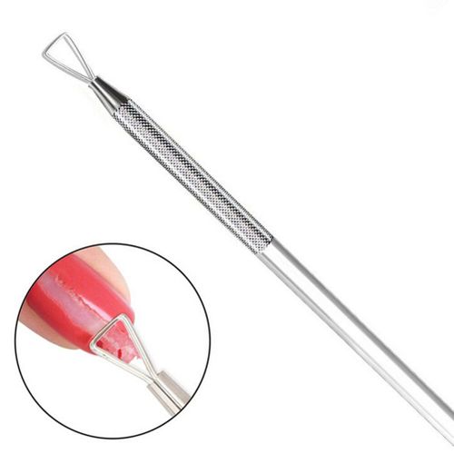 Xm 1 Pc Acier Inoxydable Cuticule Poussoir Laque Nettoyant Triangle Tête Ongles Gel Vernis Dissolvant Tige 