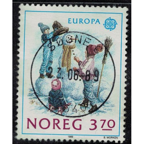 Norvège 1989 Oblitéré Used Europa Cept Enfants Réalisant Un Bonhomme De Neige Su