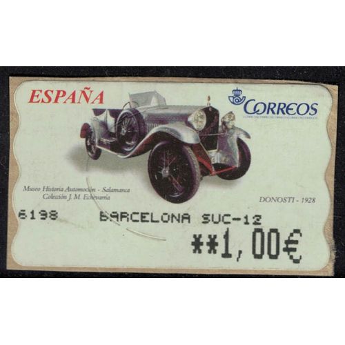 Espagne 2003 Vignette Atm Oblitérée Used Car Voiture Donosti Sur Fragment Su