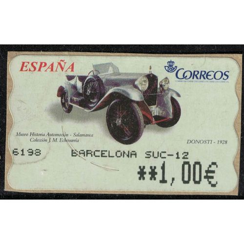 Espagne 2003 Vignette Atm Oblitérée Used Car Voiture Donosti Sur Fragment Su