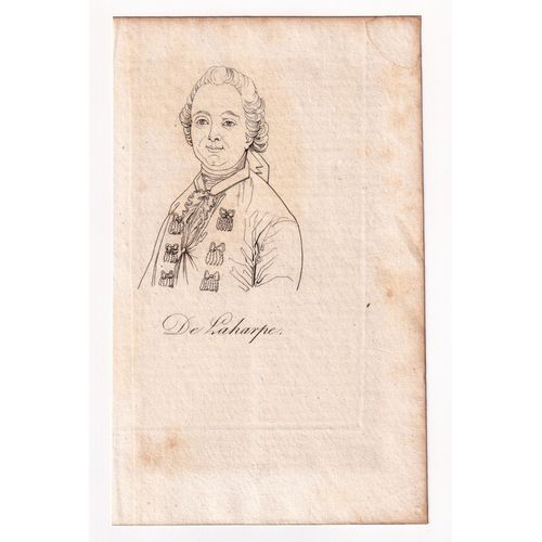 Gravure 1821 Portrait Jean-François De La Harpe Écrivain Dramaturge Poète Critique Littéraire