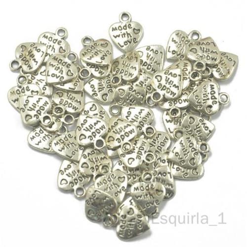 3x50 Pièces Argent Coeur Breloques Pendentifs Pour La Fabrication De Bijoux 3 Pièces