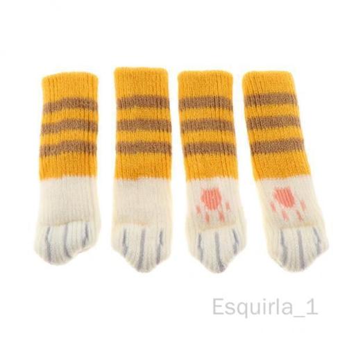 2x4 Pièces Tricot Meubles Pieds Chaussettes Chaise Jambe Protecteur De Sol Couvre Bande-Jaune Comme Décrit