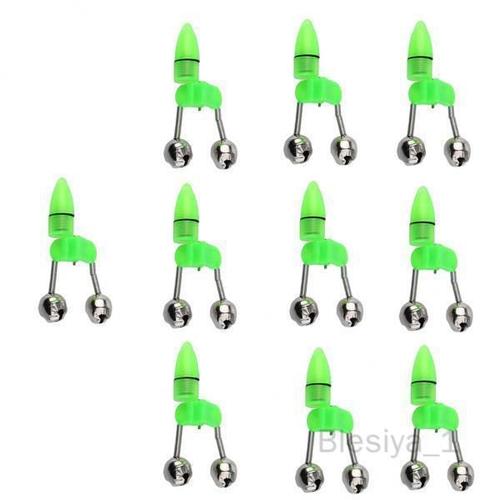 4x10 Pièces Led Double Cloches Nuit Canne À Pêche Lumière Led Pince Morsure Leurre Alarme Vert 4 Pièces