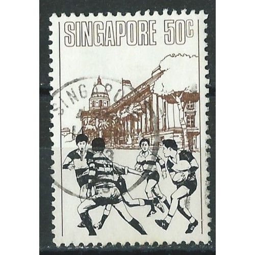 Timbre Oblitéré Singapour Rugby 1973 N° Michel 176