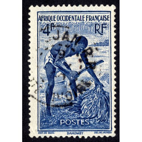 Timbre Afrique Occidentale Française.4f.Rf.Postes.Dahomay.Del.Sc.Munier. Inst.De Grav.